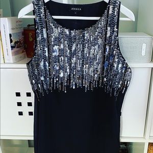 NWT cocktail dress • black with strass • size 12
